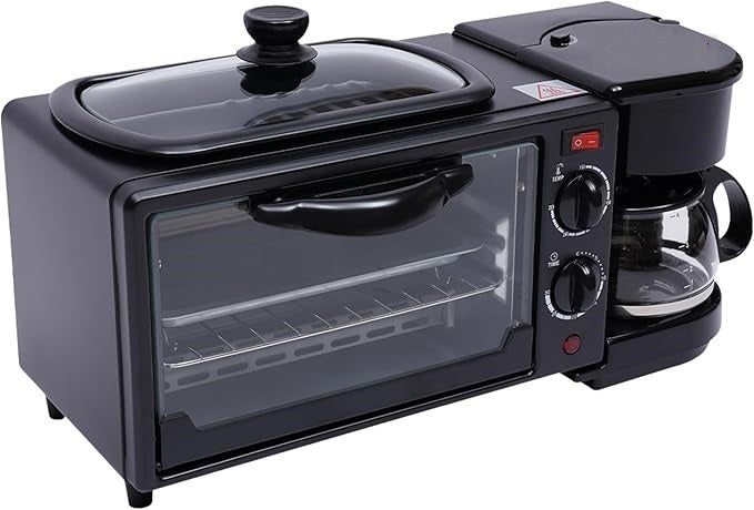 Slivers Criest SC-206 3-In-1 Electric Breakfast Station With Toaster Oven Coffee Maker And Frying Griddle Black - Image 2